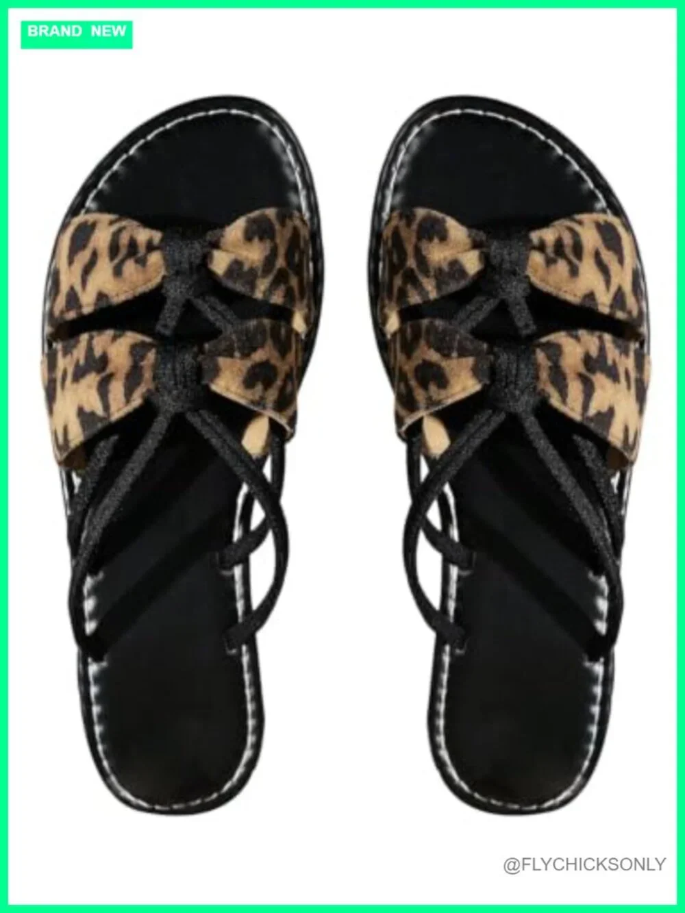 Strappy Slip on Flat Sandals with Cheetah Print Faux Leather Y2K Casual
